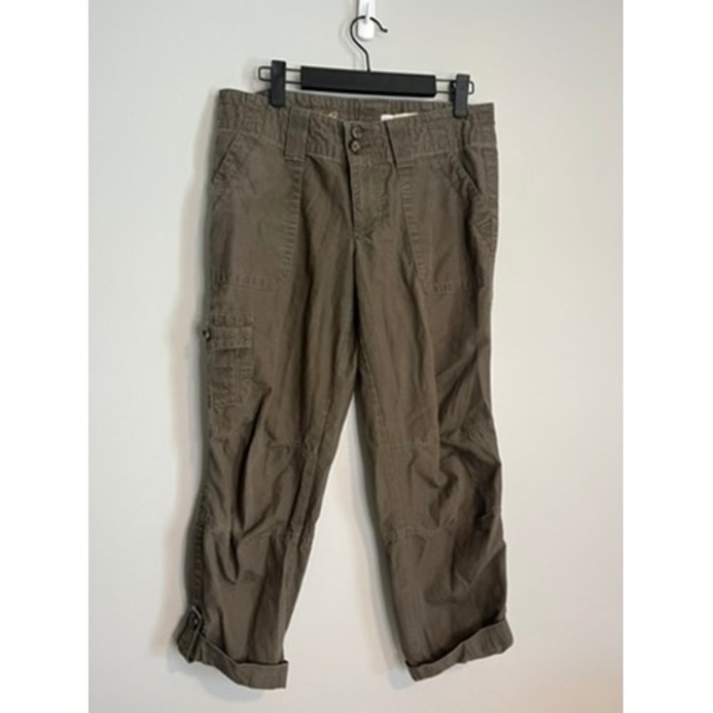 Vintage Eddie Bauer Ripstop Cargo Pants Olive Brown Women Size 2 Utility Y2K